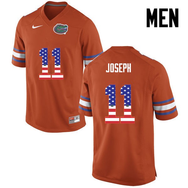 Florida Gators Men #11 Vosean Joseph College Football Jersey USA Flag Fashion Orange
